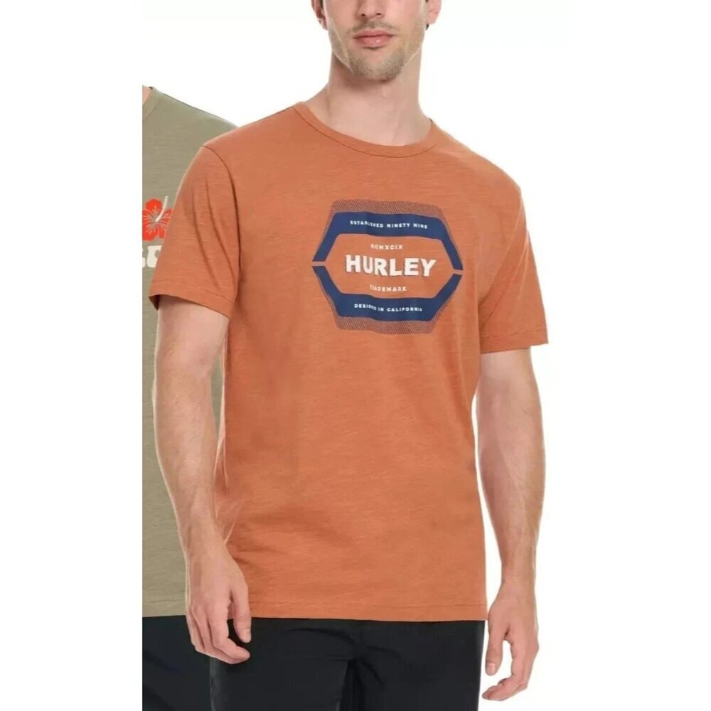 NEW Hurley Men's Size S Orange Graphic T-Shirt Cotton Blend